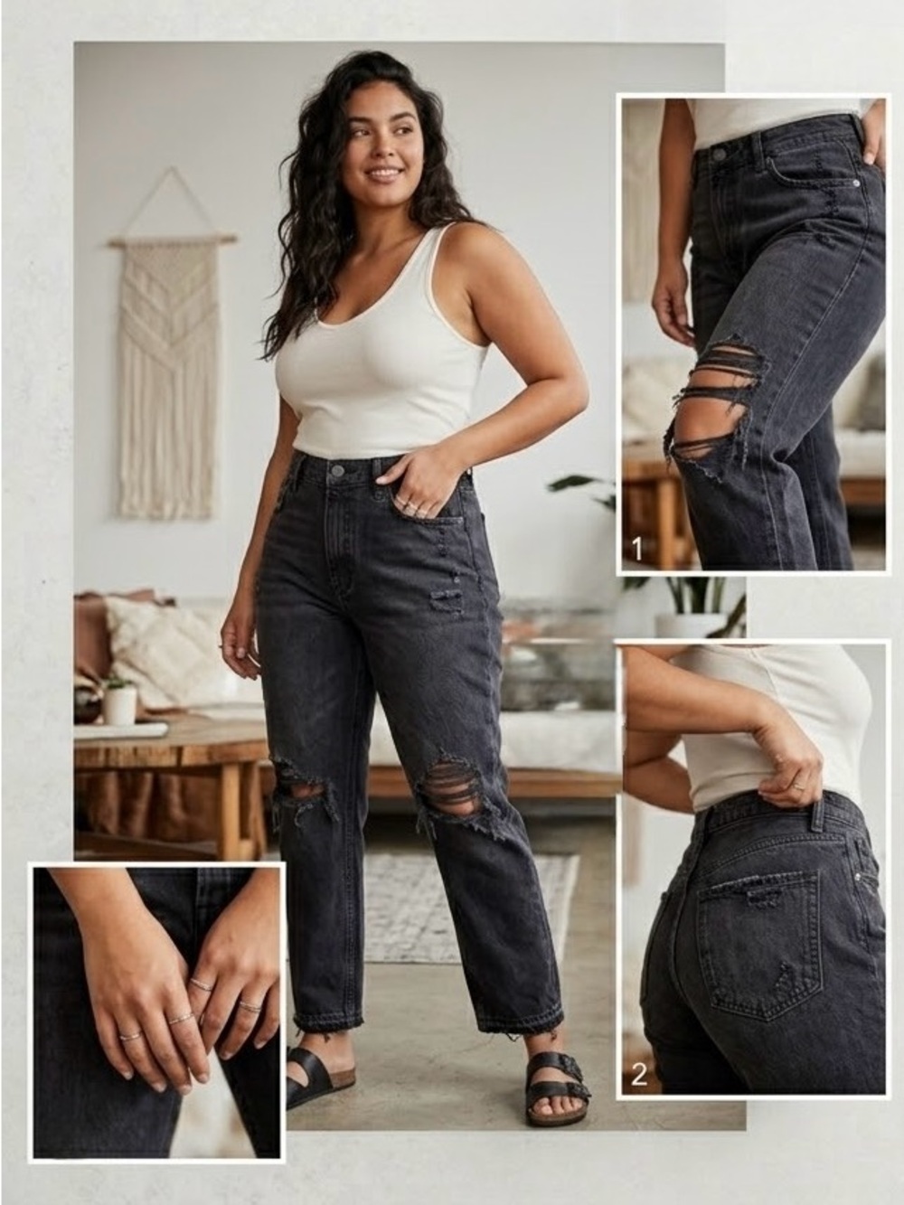 We The Free CRVY High Rise Distressed Straight Leg Jeans Wash Black 28